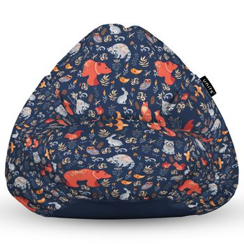 Fotoliu units puf (bean bag) tip para, impermeabil, cu maner, 80 x 90 x 68 cm, prietenii padurii