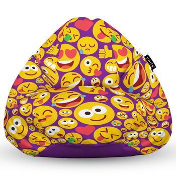 Fotoliu units puf (bean bag) tip para, impermeabil, cu maner, 80 x 90 x 68 cm, emoji