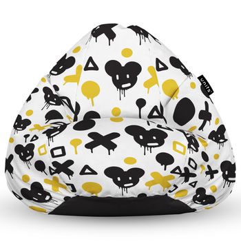 Fotoliu units puf (bean bag) tip para, impermeabil, cu maner, 80 x 90 x 68 cm, graffiti xo mice