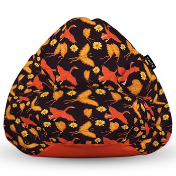 Fotoliu units puf (bean bag) tip para, impermeabil, cu maner, 80 x 90 x 68 cm, gaste si fluturi
