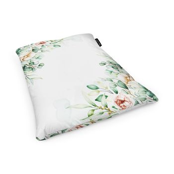 Fotoliu units puf (bean bag) tip perna, impermeabil, floral alb