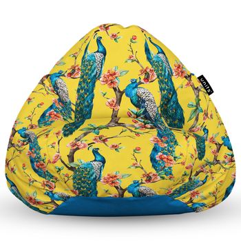 Fotoliu units puf (bean bag) tip para, impermeabil, cu maner, 80 x 90 x 68 cm, pauni