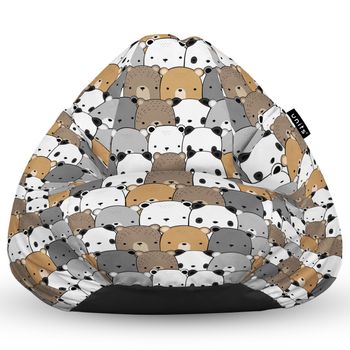 Fotoliu units puf (bean bag) tip para, impermeabil, cu maner, 80 x 90 x 68 cm, ursuleti maro