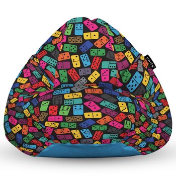 Fotoliu units puf (bean bag) tip para, impermeabil, cu maner, 80 x 90 x 68 cm, domino colorat