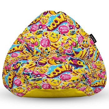 Fotoliu units puf (bean bag) tip para, impermeabil, cu maner, 80 x 90 x 68 cm, emoji pisici