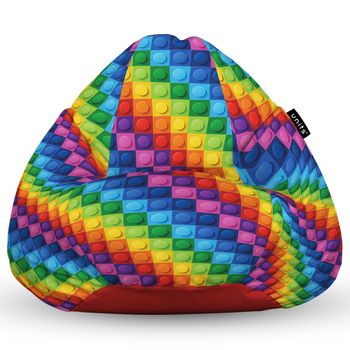 Fotoliu units puf (bean bag) tip para, impermeabil, cu maner, 80 x 90 x 68 cm, lego abstract