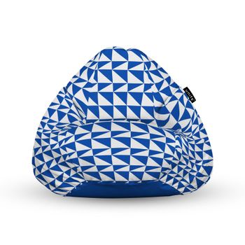 Fotoliu units puf (bean bag) tip para, impermeabil, cu maner, 80 x 90 x 68 cm, geometric sea, blue