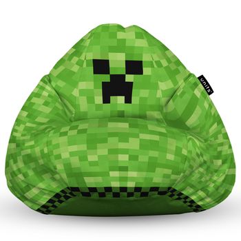 Fotoliu units puf (bean bag) tip para, impermeabil, cu maner, 80 x 90 x 68 cm, minecraft creeper