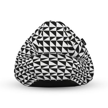 Fotoliu units puf (bean bag) tip para, impermeabil, cu maner, 80 x 90 x 68 cm, geometric sea, black
