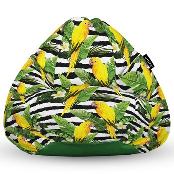 Fotoliu units puf (bean bag) tip para, impermeabil, cu maner, 80 x 90 x 68 cm, papagal galben