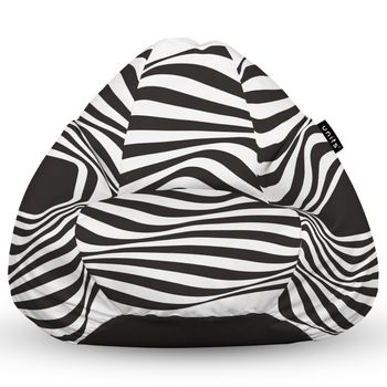 Fotoliu units puf (bean bag) tip para, impermeabil, cu maner, 80 x 90 x 68 cm, abstract zebra