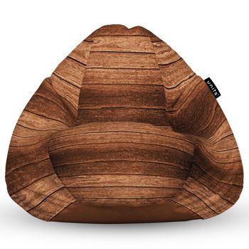 Fotoliu units puf (bean bag) tip para, impermeabil, cu maner, 80 x 90 x 68 cm, lemn maro