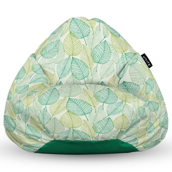 Fotoliu units puf (bean bag) tip para, impermeabil, cu maner, 80 x 90 x 68 cm, frunze verzi si galbene