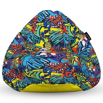 Fotoliu units puf (bean bag) tip para, impermeabil, cu maner, 80 x 90 x 68 cm, street graffiti