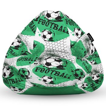 Fotoliu units puf (bean bag) tip para, impermeabil, cu maner, 80 x 90 x 68 cm, fotbal