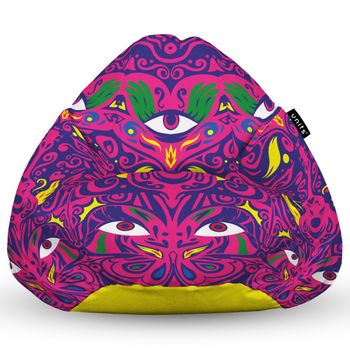 Fotoliu units puf (bean bag) tip para, impermeabil, cu maner, 80 x 90 x 68 cm, psihedelic