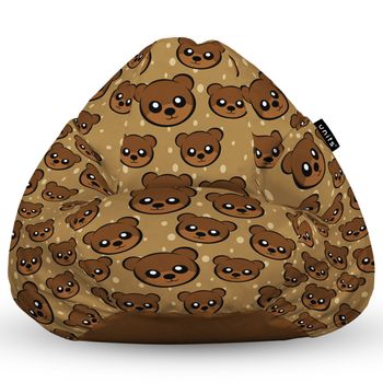 Fotoliu units puf (bean bag) tip para, impermeabil, cu maner, 80 x 90 x 68 cm, cute brown bear