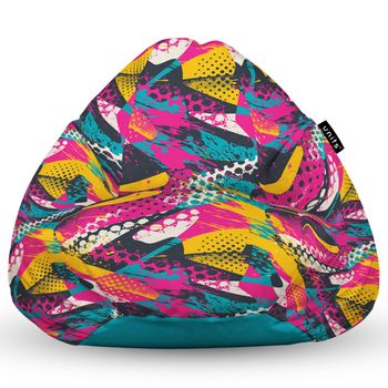 Fotoliu units puf (bean bag) tip para, impermeabil, cu maner, 80 x 90 x 68 cm, graffiti abstract grunge