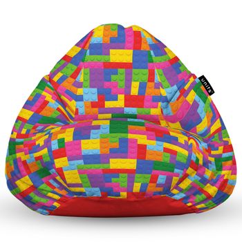 Fotoliu units puf (bean bag) tip para, impermeabil, cu maner, 80 x 90 x 68 cm, lego tetris