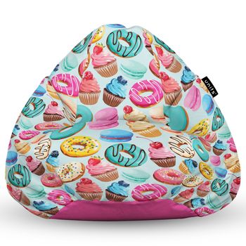 Fotoliu units puf (bean bag) tip para, impermeabil, cu maner, 80 x 90 x 68 cm, macarons