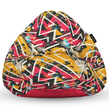 Fotoliu units puf (bean bag) tip para, impermeabil, cu maner, 80 x 90 x 68 cm, graffiti grunge geometric