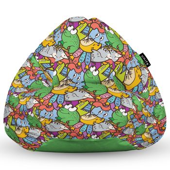 Fotoliu units puf (bean bag) tip para, impermeabil, cu maner, 80 x 90 x 68 cm, broscute