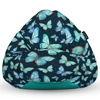 Fotoliu units puf (bean bag) tip para, impermeabil, cu maner, 80 x 90 x 68 cm, fluturi in stomac