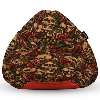 Fotoliu units puf (bean bag) tip para, impermeabil, cu maner, 80 x 90 x 68 cm, guns & roses