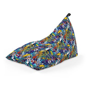 Fotoliu units puf (bean bag) tip lounge, impermeabil, cu maner, 155 x 83 x 65 cm, graffiti sport