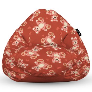 Fotoliu units puf (bean bag) tip para, impermeabil, cu maner, 80 x 90 x 68 cm, teddy bear caramiziu