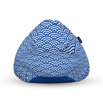 Fotoliu units puf (bean bag) tip para, impermeabil, cu maner, 80 x 90 x 68 cm, oriental waves, blue