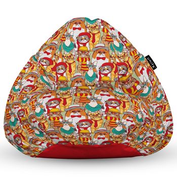 Fotoliu units puf (bean bag) tip para, impermeabil, cu maner, 80 x 90 x 68 cm, pisici hipster