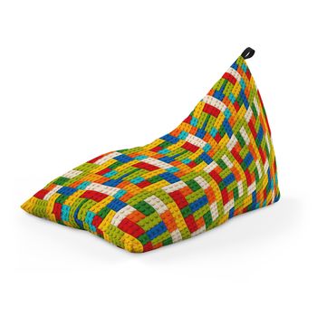 Fotoliu units puf (bean bag) tip lounge, impermeabil, cu maner, 155 x 83 x 65 cm, lego tetris verde