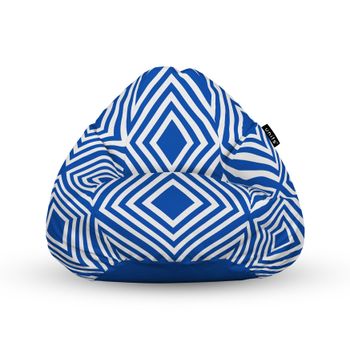 Fotoliu units puf (bean bag) tip para, impermeabil, cu maner, 80 x 90 x 68 cm, diamond, blue