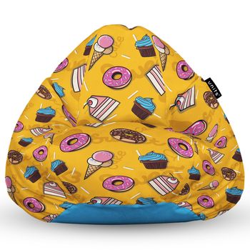 Fotoliu units puf (bean bag) tip para, impermeabil, cu maner, 80 x 90 x 68 cm, cake and ice-cream