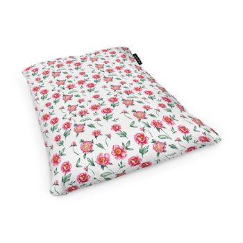 Fotoliu units puf (bean bag) tip perna, impermeabil, alb cu flori rosii