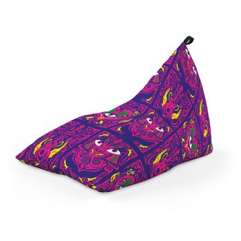 Fotoliu units puf (bean bag) tip lounge, impermeabil, cu maner, 155 x 83 x 65 cm, psihedelic