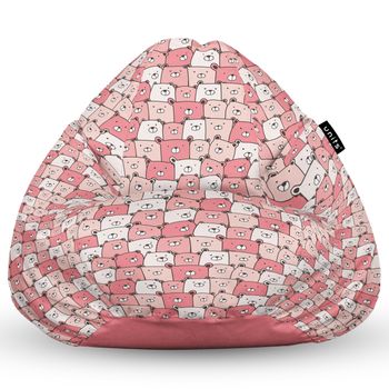 Fotoliu units puf (bean bag) tip para, impermeabil, cu maner, 80 x 90 x 68 cm, ursuleti roz