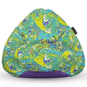 Fotoliu units puf (bean bag) tip para, impermeabil, cu maner, 80 x 90 x 68 cm, hippie turcoaz