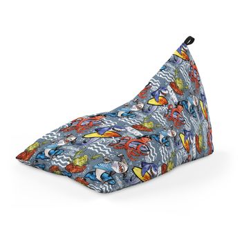 Fotoliu units puf (bean bag) tip lounge, impermeabil, cu maner, 155 x 83 x 65 cm, surfing sharks