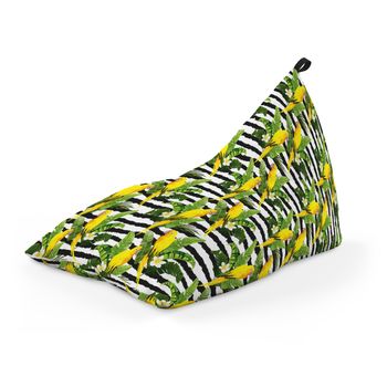 Fotoliu units puf (bean bag) tip lounge, impermeabil, cu maner, 155 x 83 x 65 cm, papagal galben