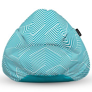 Fotoliu units puf (bean bag) tip para, impermeabil, cu maner, 80 x 90 x 68 cm, motiv alb cu bleu