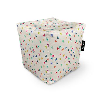 Fotoliu Units Puf Bean Bag tip cub impermeabil alb cu flori multicolore