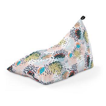 Fotoliu units puf (bean bag) tip lounge, impermeabil, cu maner, 155 x 83 x 65 cm, frunze multicolore