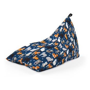 Fotoliu units puf (bean bag) tip lounge, impermeabil, cu maner, 155 x 83 x 65 cm, pisici fundal albastru