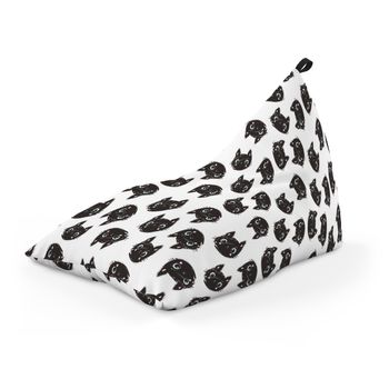 Fotoliu units puf (bean bag) tip lounge, impermeabil, cu maner, 155 x 83 x 65 cm, pisici alb-negru