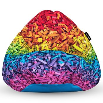 Fotoliu units puf (bean bag) tip para, impermeabil, cu maner, 80 x 90 x 68 cm, lego curcubeu