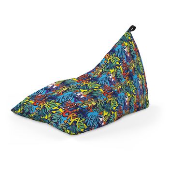 Fotoliu units puf (bean bag) tip lounge, impermeabil, cu maner, 155 x 83 x 65 cm, street graffiti