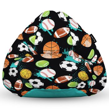 Fotoliu units puf (bean bag) tip para, impermeabil, cu maner, 80 x 90 x 68 cm, mingi