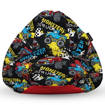 Fotoliu units puf (bean bag) tip para, impermeabil, cu maner, 80 x 90 x 68 cm, monster truck